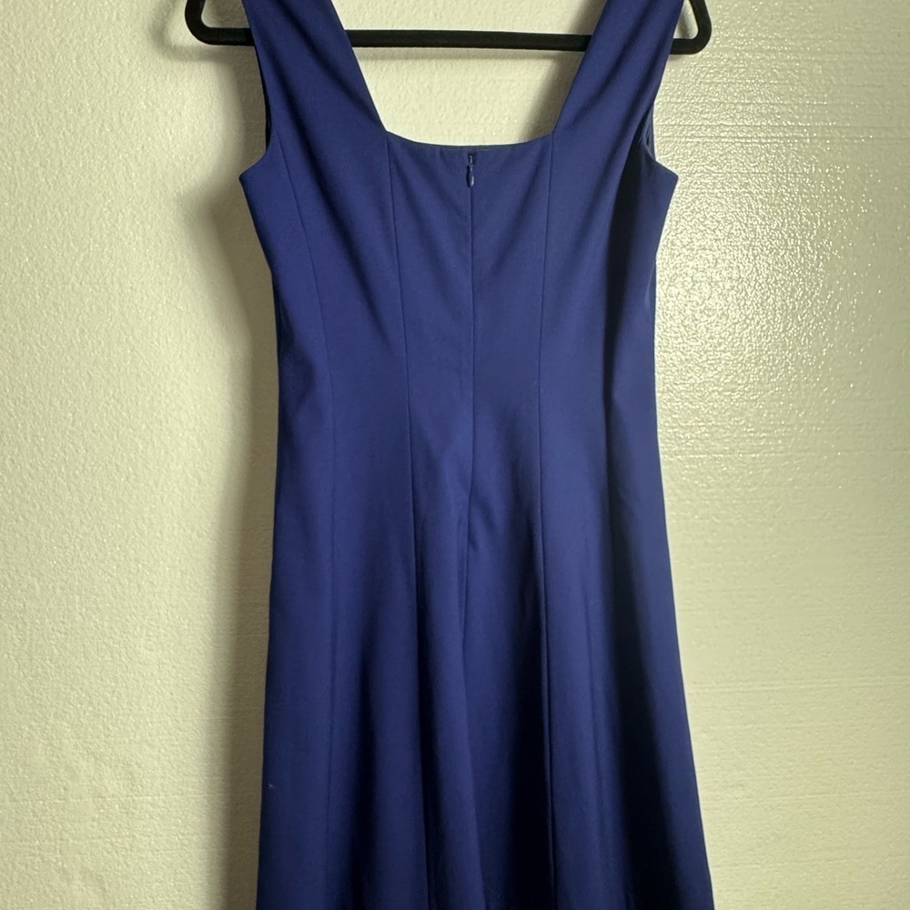 Lafayette 148 New York  Square Neck Fit & Flare wool Navy Dress size 2